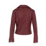 Exquisite Ashwood Leather Ladies Plus Size Biker Jacket Burgundy: AWL-1881 Plus