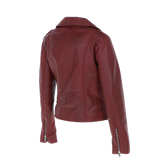 Exquisite Ashwood Leather Ladies Plus Size Biker Jacket Burgundy: AWL-1881 Plus