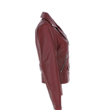 Exquisite Ashwood Leather Ladies Plus Size Biker Jacket Burgundy: AWL-1881 Plus