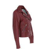 Exquisite Ashwood Leather Ladies Plus Size Biker Jacket Burgundy: AWL-1881 Plus