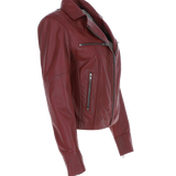 Ladies Ashwood Leather Plus Size Biker Jacket Burgundy: AWL-1991 Plus