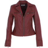 Ladies Ashwood Leather Plus Size Biker Jacket Burgundy: AWL-1991 Plus