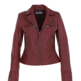 Ladies Ashwood Leather Plus Size Biker Jacket Burgundy: AWL-1991 Plus