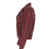 Ladies Ashwood Leather Plus Size Biker Jacket Burgundy: AWL-1991 Plus