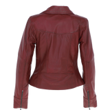 Ladies Ashwood Leather Plus Size Biker Jacket Burgundy: AWL-1991 Plus