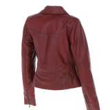 Ladies Ashwood Leather Plus Size Biker Jacket Burgundy: AWL-1991 Plus