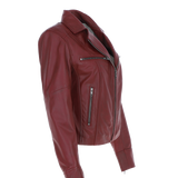 Ladies Ashwood Leather Plus Size Biker Jacket Burgundy: AWL-1991 Plus