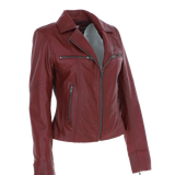 Ladies Ashwood Leather Plus Size Biker Jacket Burgundy: AWL-1991 Plus