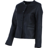 Exquisite Ashwood's Round Neck Genuine Leather Jacket in Black: AWL-811