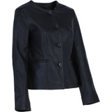 Exquisite Ashwood's Round Neck Genuine Leather Jacket in Black: AWL-811