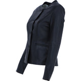 Exquisite Ashwood's Round Neck Genuine Leather Jacket in Black: AWL-811