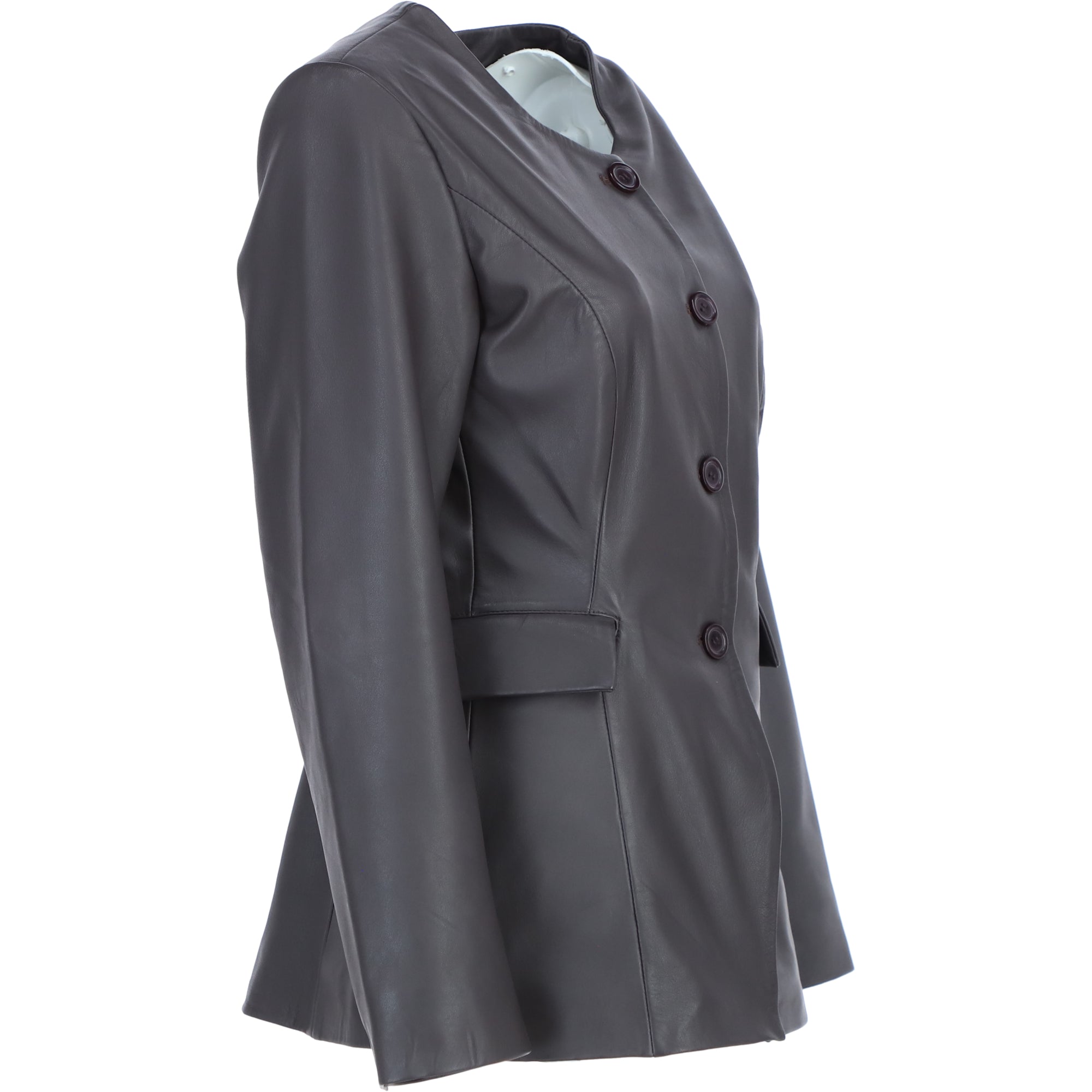 Ashwood Lapel-Less Blazer Style Jacket in Brown: AWL-812