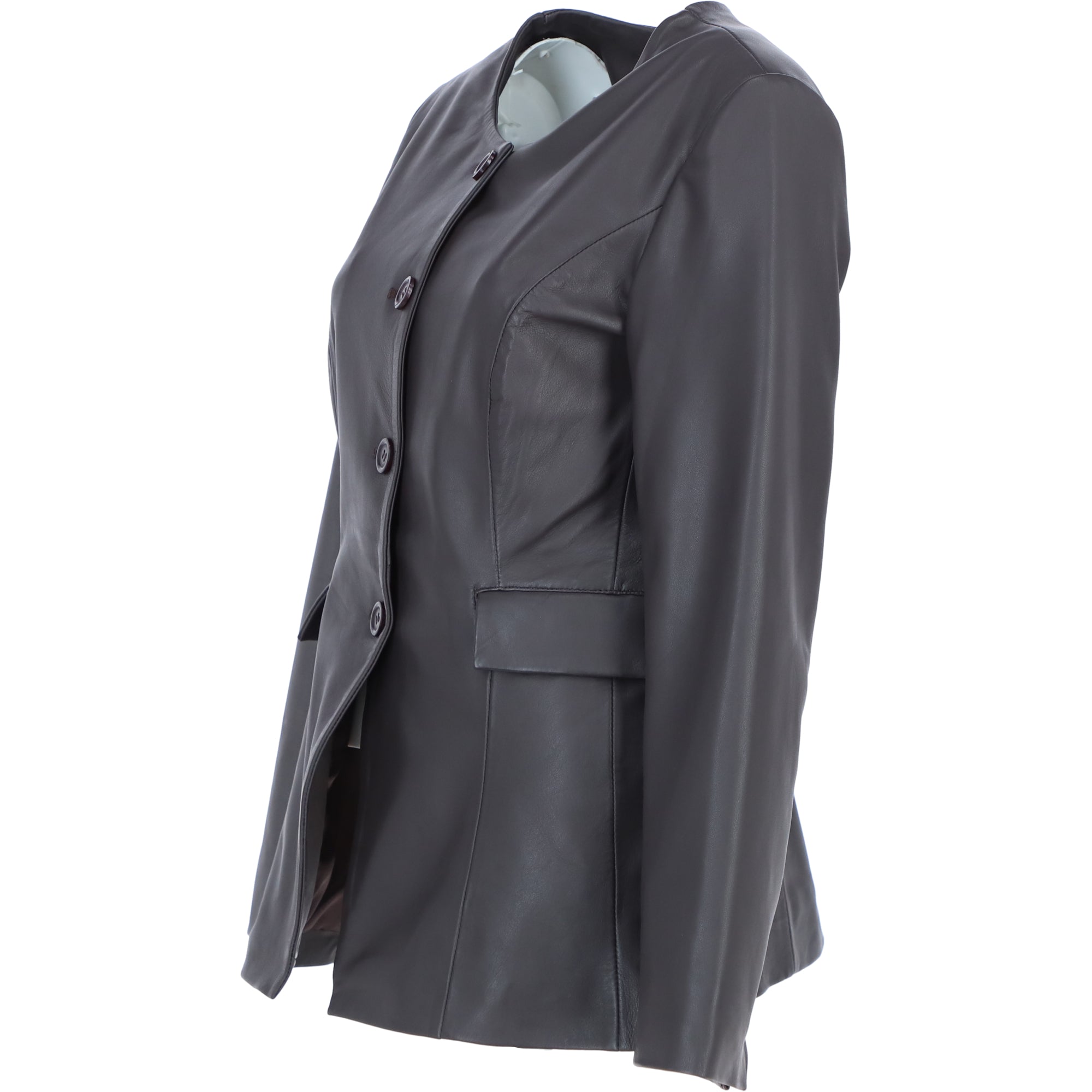 Ashwood Lapel-Less Blazer Style Jacket in Brown: AWL-812
