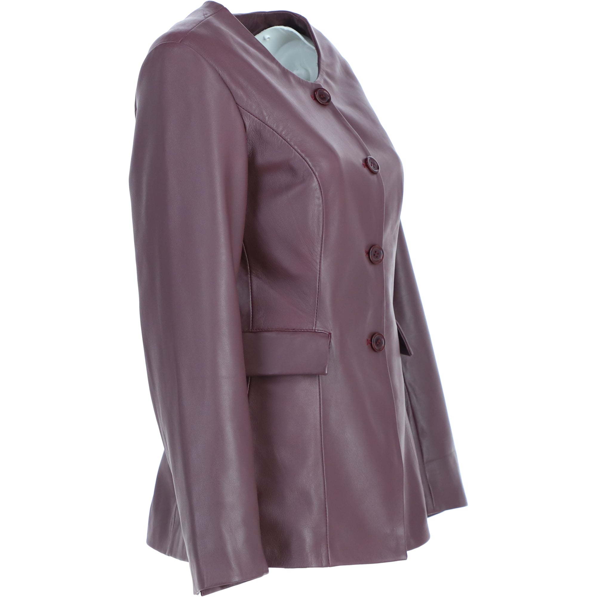Ashwood Lapel-Less Blazer Style Jacket in Burgundy: AWL-812