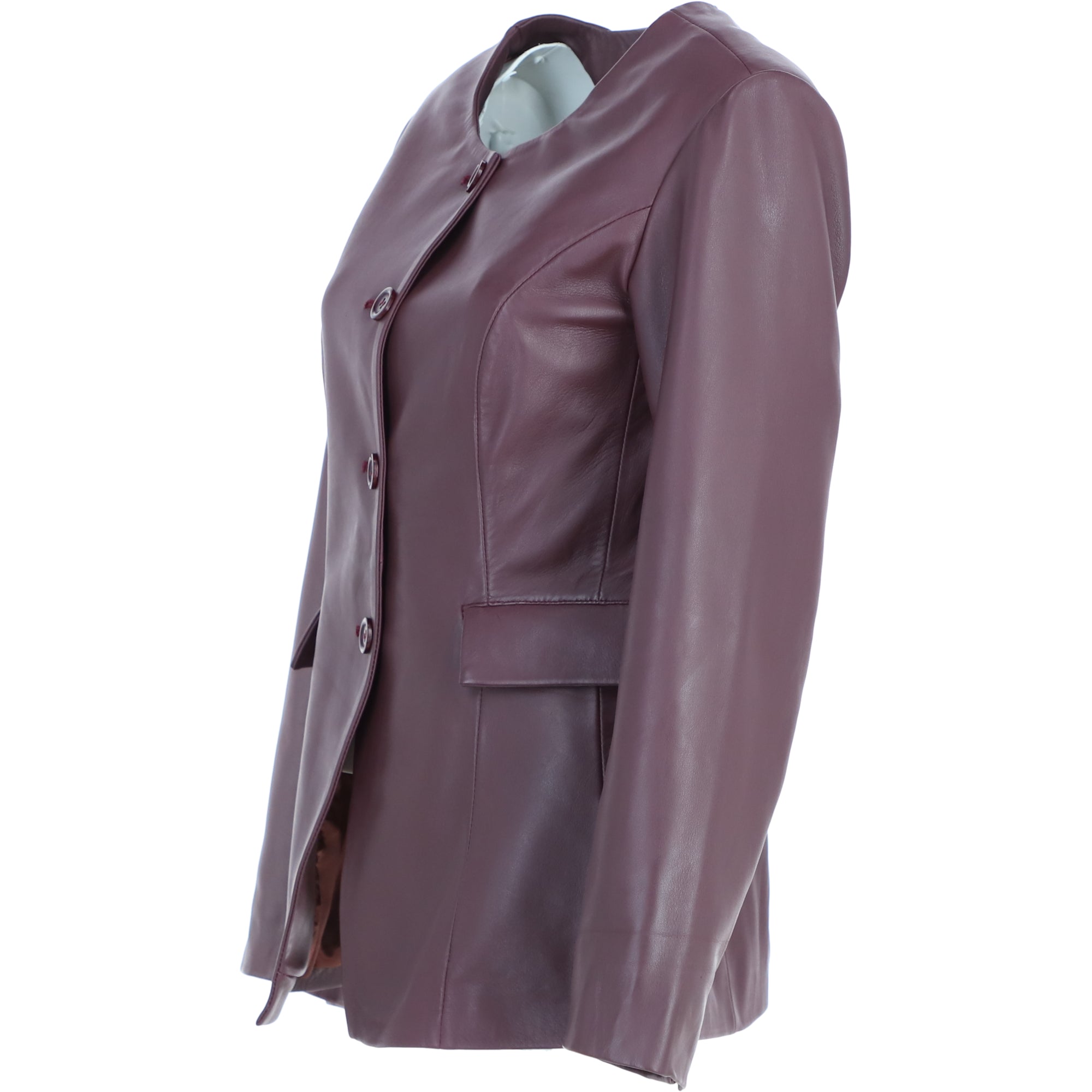Ashwood Lapel-Less Blazer Style Jacket in Burgundy: AWL-812