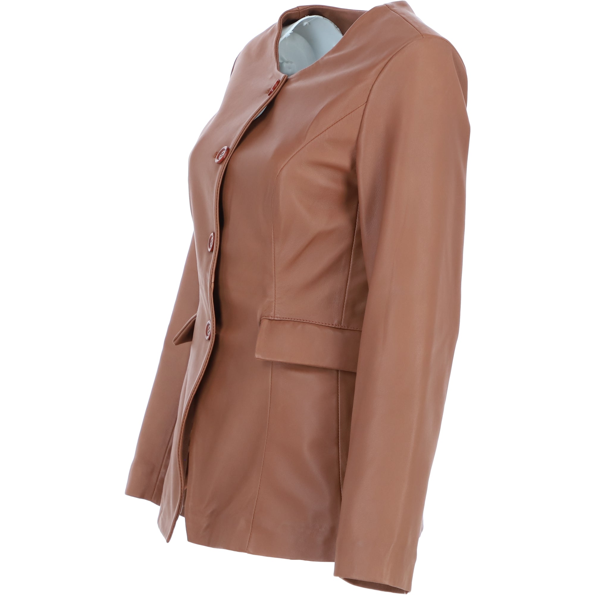 Ashwood Lapel-Less Blazer Style Jacket in Tan: AWL-812