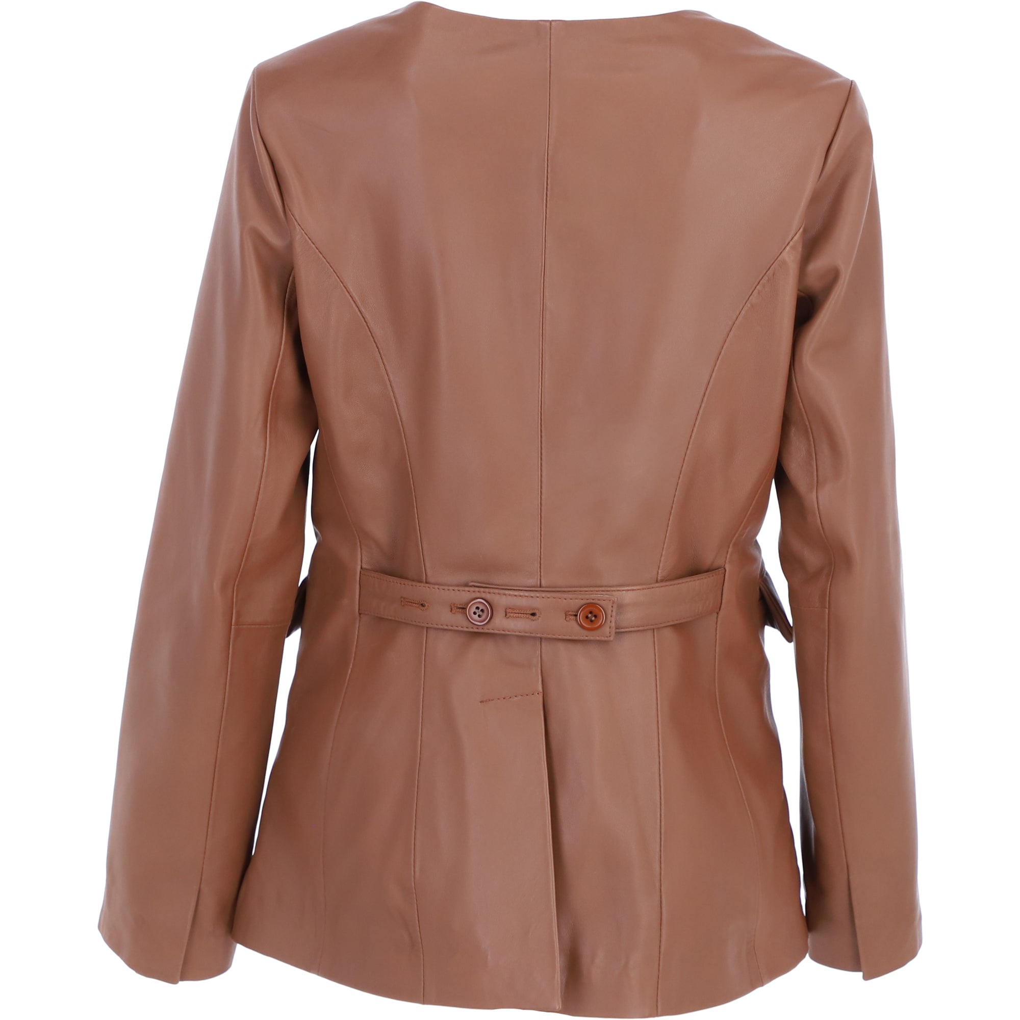 Ashwood Lapel-Less Blazer Style Jacket in Tan: AWL-812