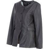 Ashwood Lapel-Less Blazer Style Jacket in Brown: AWL-812