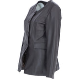Ashwood Lapel-Less Blazer Style Jacket in Brown: AWL-812