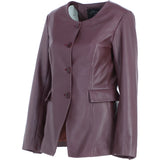 Ashwood Lapel-Less Blazer Style Jacket in Burgundy: AWL-812