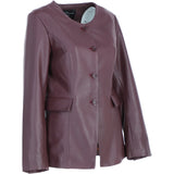 Ashwood Lapel-Less Blazer Style Jacket in Burgundy: AWL-812