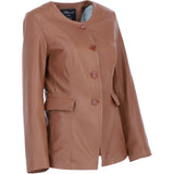 Ashwood Lapel-Less Blazer Style Jacket in Tan: AWL-812