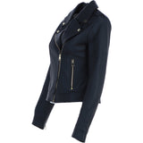 Ashwood Leather Women’s Slim Fit Biker Jacket with Gold Hardware in Black: AWL-Goldy