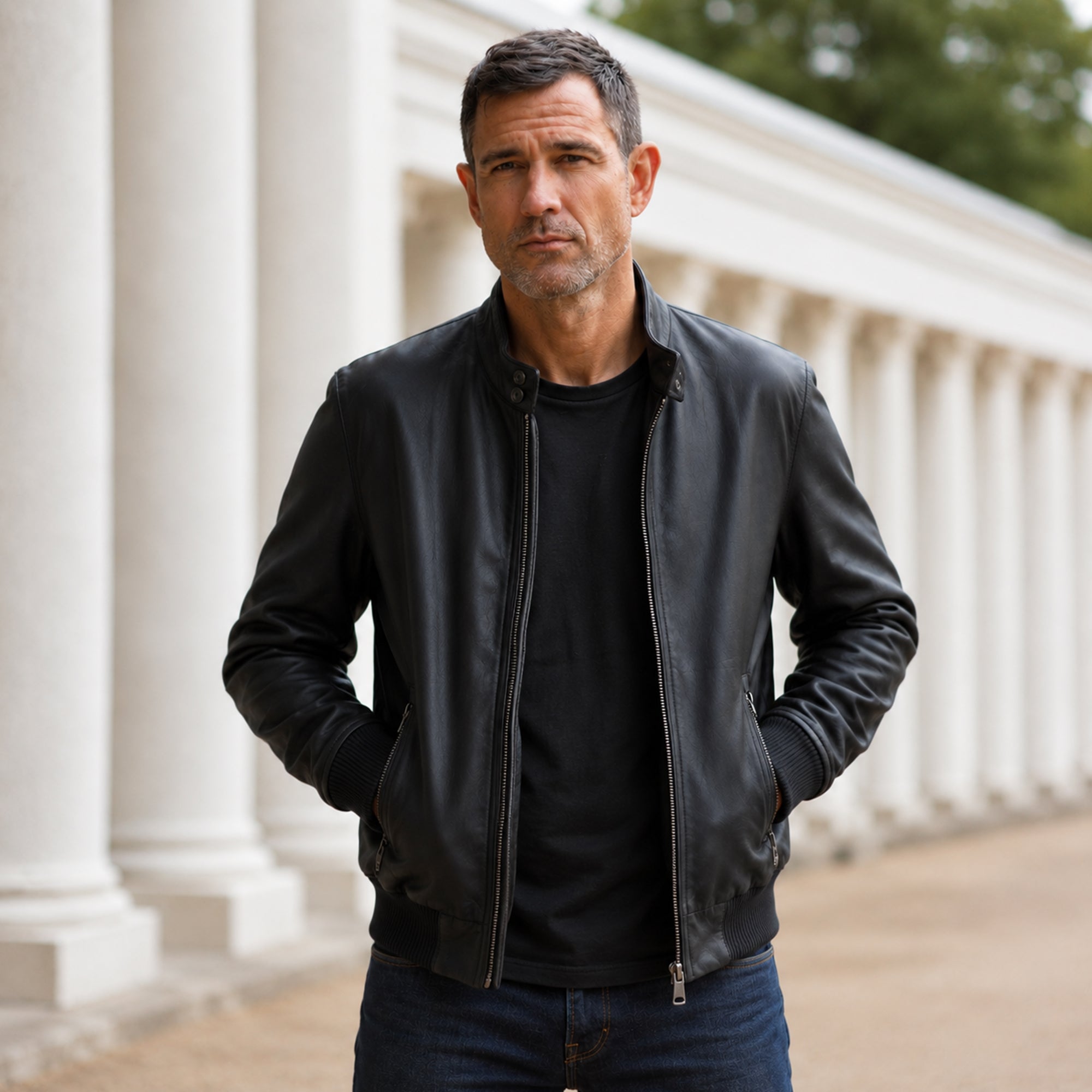 Ashwood Men's Real Light Weight Leather Regular Fit Bomber Jacket Black: G Bomber II