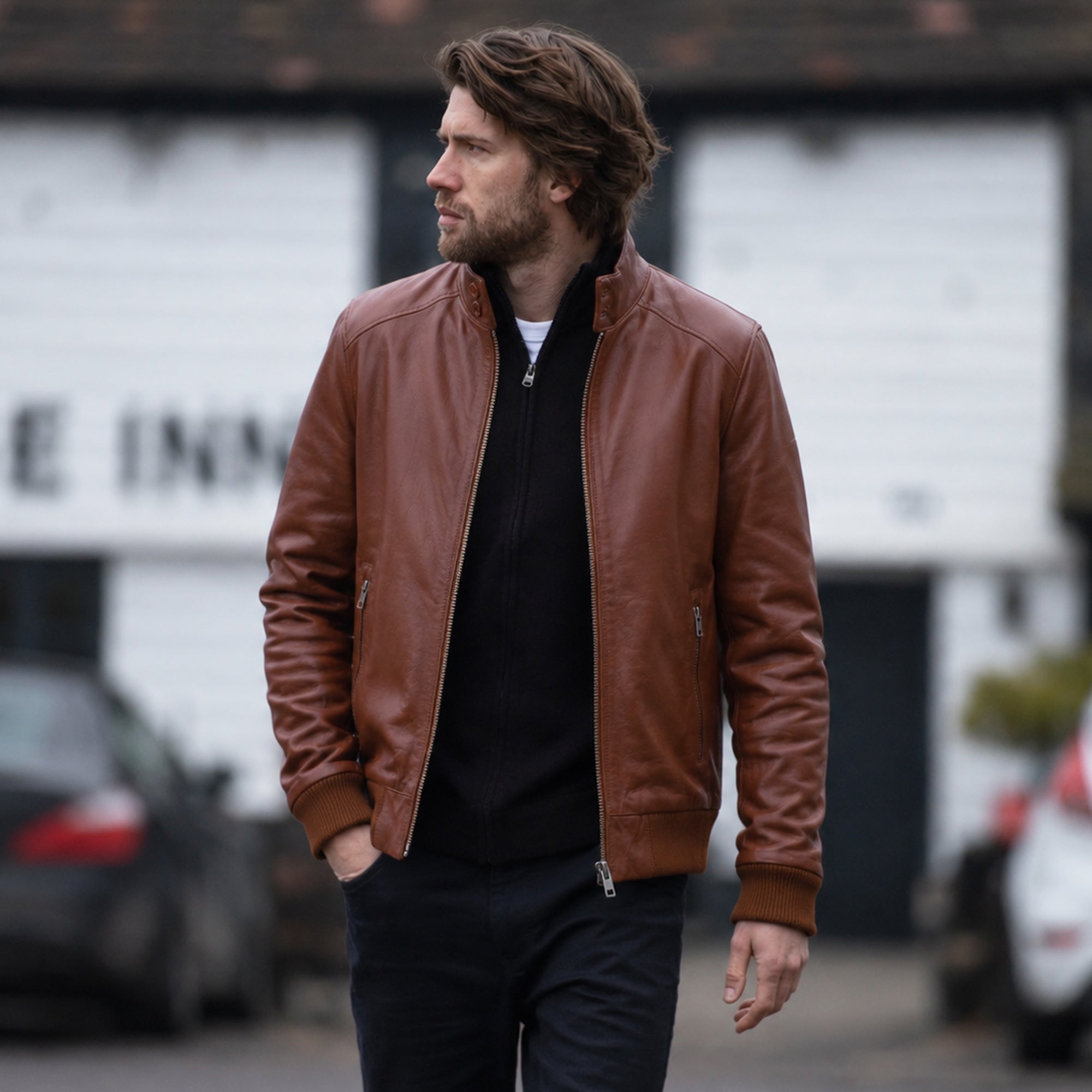 Ashwood Men's Real Light Weight Leather Regular Fit Bomber Jacket Tan: G Bomber II