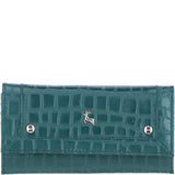 Ashwood Ladies Matinee Purse with 7 Card Slots and ID Window in Croc/Green: Matinee Purse