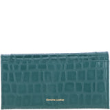 Ashwood Ladies Matinee Purse with 7 Card Slots and ID Window in Croc/Green: Matinee Purse