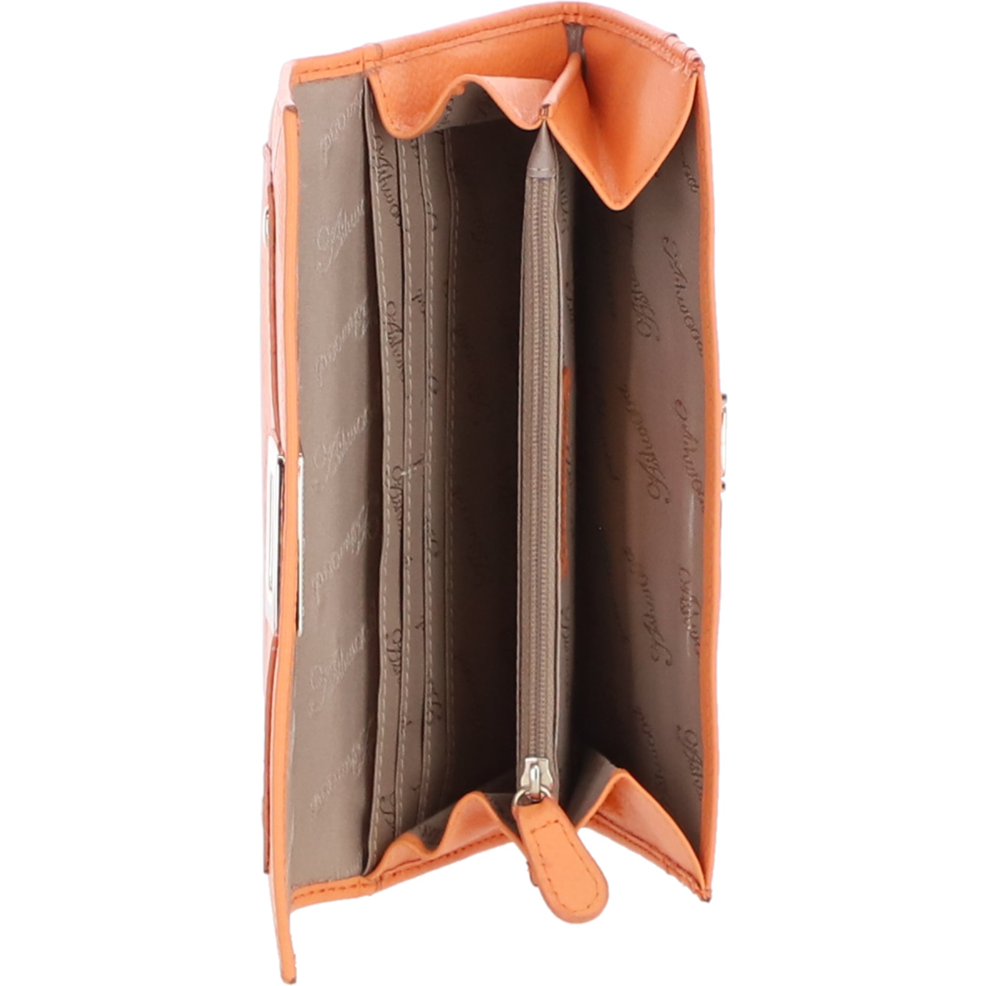 Ashwood Ladies Matinee Purse with 10 Card Slots and Metallic Clasp in Orange: Matinee Lock