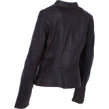 Ladies Genuine Leather Mandarin Collar Jacket in Brown: Style A