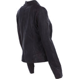 Ladies Genuine Leather Mandarin Collar Jacket in Brown: Style A