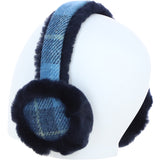 Ashwood X Harris Tweed Sheepskin Fur Earmuffs Tan/LT Blue: TW-90-05-TB