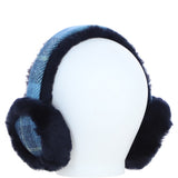 Ashwood X Harris Tweed Sheepskin Fur Earmuffs Tan/LT Blue: TW-90-05-TB
