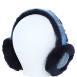 Ashwood X Harris Tweed Sheepskin Fur Earmuffs Tan/LT Blue: TW-90-05-TB