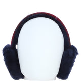 Ashwood X Harris Tweed Sheepskin Fur Earmuffs Navy/Pink: TW-90-06-NP