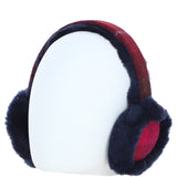 Ashwood X Harris Tweed Sheepskin Fur Earmuffs Navy/Pink: TW-90-06-NP