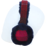 Ashwood X Harris Tweed Sheepskin Fur Earmuffs Navy/Pink: TW-90-06-NP