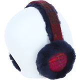 Ashwood X Harris Tweed Sheepskin Fur Earmuffs Navy/Pink: TW-90-06-NP