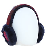 Ashwood X Harris Tweed Sheepskin Fur Earmuffs Navy/Pink: TW-90-06-NP