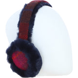 Ashwood X Harris Tweed Sheepskin Fur Earmuffs Navy/Pink: TW-90-06-NP