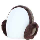 Ashwood X Harris Tweed Sheepskin Fur Earmuffs Brown/Green: TW-90-09-BG