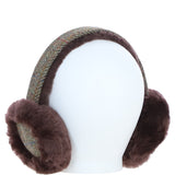 Ashwood X Harris Tweed Sheepskin Fur Earmuffs Brown/Green: TW-90-09-BG