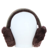 Ashwood X Harris Tweed Sheepskin Fur Earmuffs Brown/Green: TW-90-09-BG